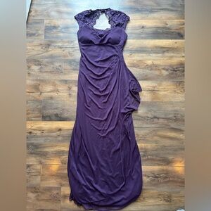 XSCAPE Purple Lace Evening Gown Sz 4 | Formal Long Dress Wedding Prom Elegant